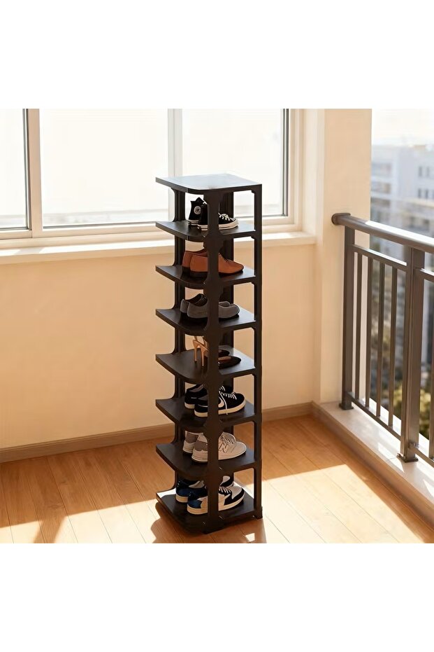 رف أحذية بسيط مقاوم للغبار مكون من 9 طبقات (أسود) - 3