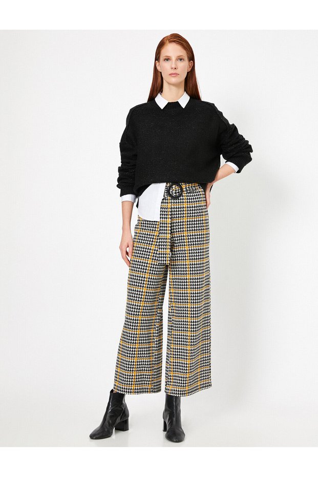 Women's Brown Belt Detailed Trousers 0YAK43480EK