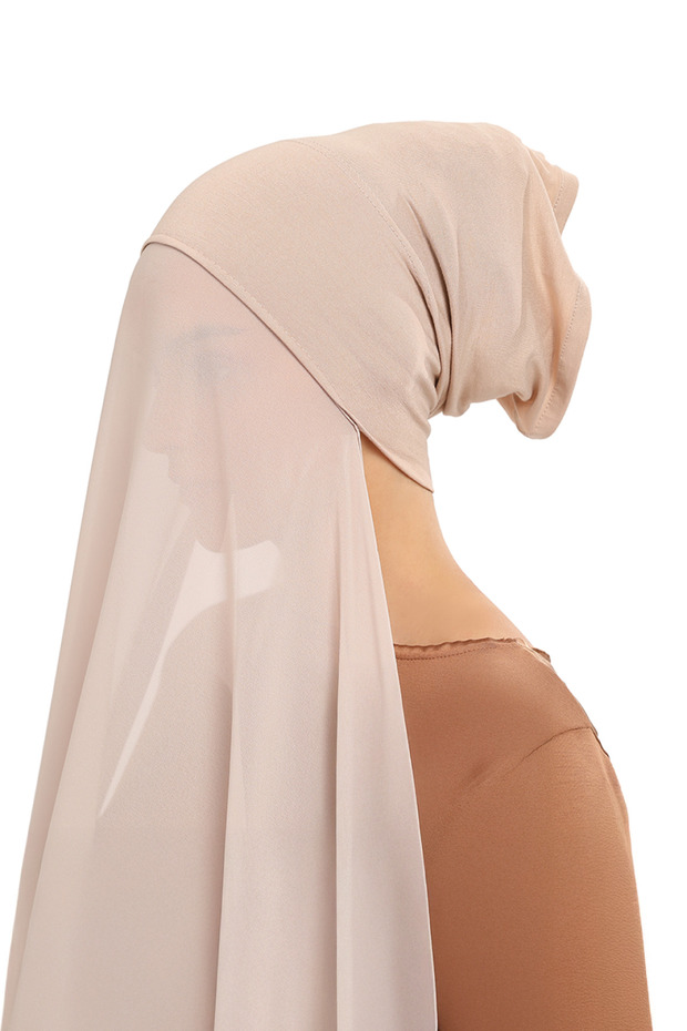Ready Practical Luxury Pipe Bonnet Chiffon Shawl Sand Beige