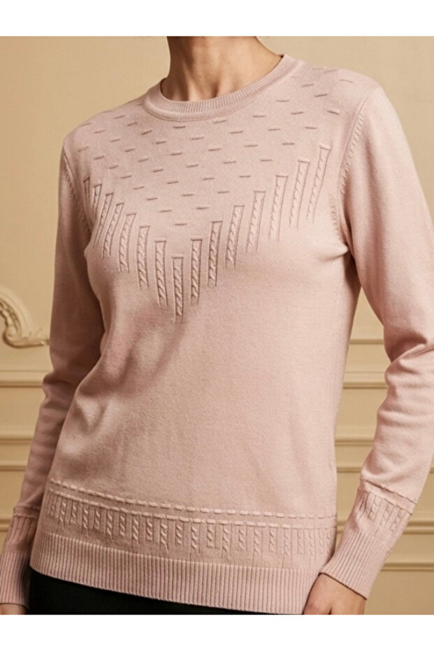 بلوزة أم منقوشة برقبة دائرية / بودرة - 2