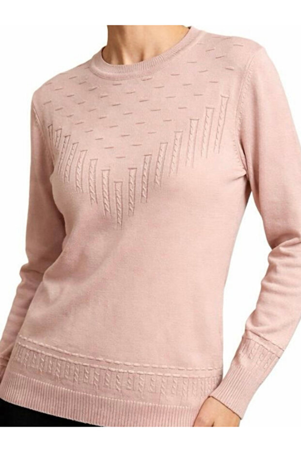 بلوزة أم منقوشة برقبة دائرية / بودرة - 3