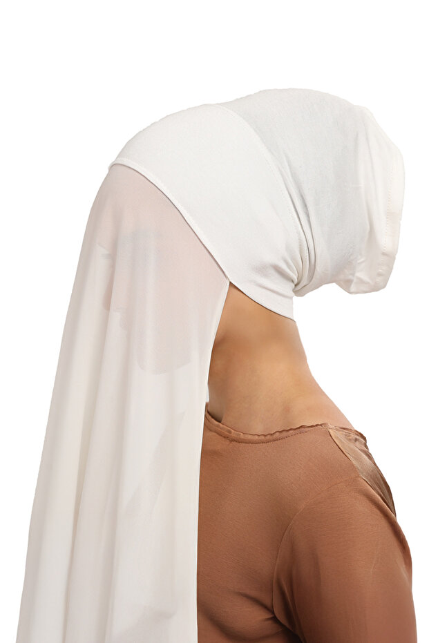 Ready Practical Luxury Pipe Bonnet Chiffon Shawl Ecru
