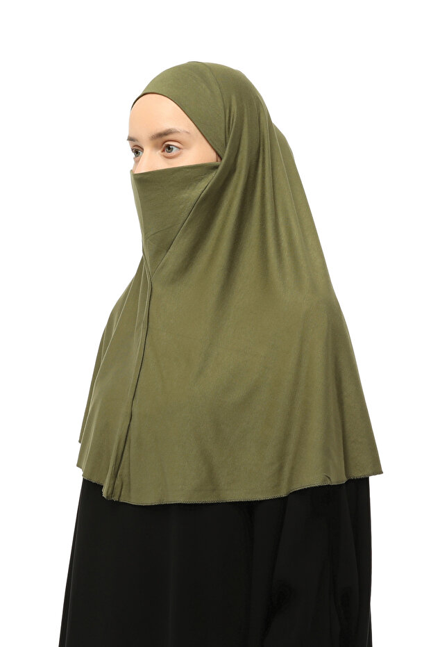 Ready-made Turban Veil Practical Scarf Hijab with Hijab - Prayer Cover Souffle (xl) - Khaki