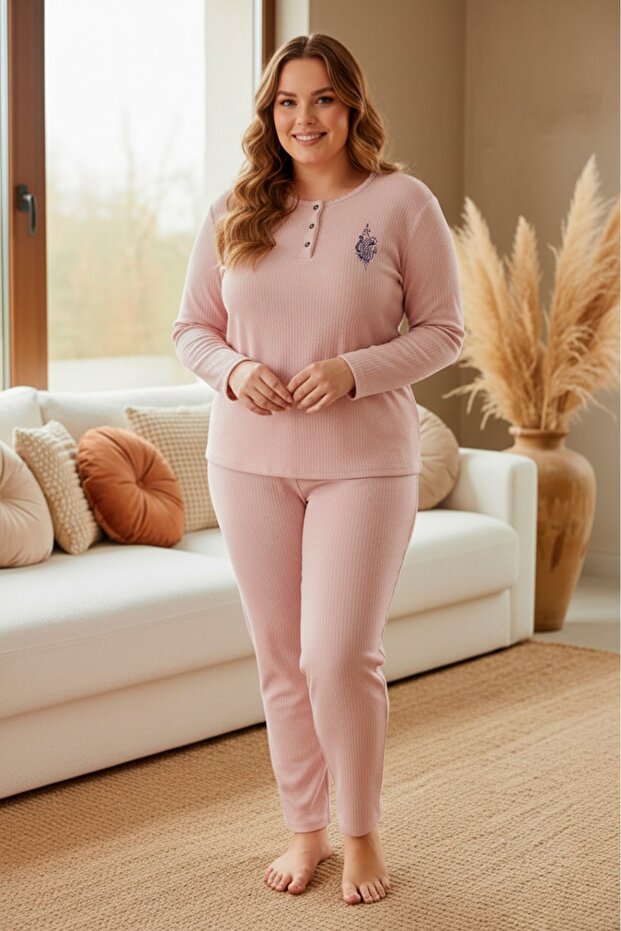 ЗИМОВА ПІЖАМА З ДОВГИМ РУКАВОМ ДЛЯ МАМИ З ШИРОКИМ ОБЛЯГАННЯМ - 4