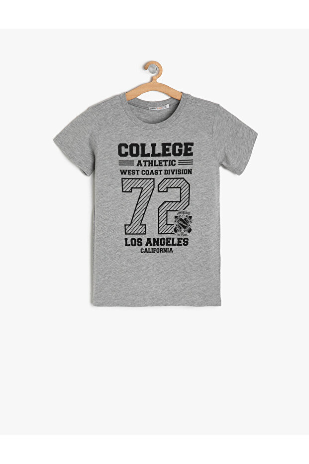 Boy's Gray Text Printed T-Shirt
