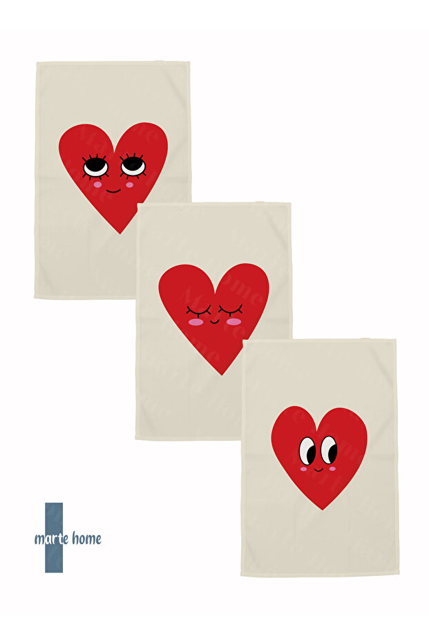 Cupid - Color Printed Set of 3 40X60 Kitchen Towels, Drying Cloth