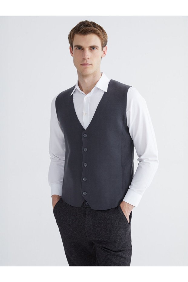 Vizyon New Season Standard Fit V-Neck Men's Knitwear Vest