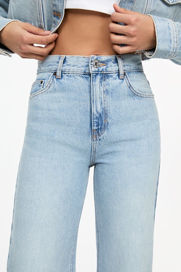 Yüksek bel straight fit jean - 5