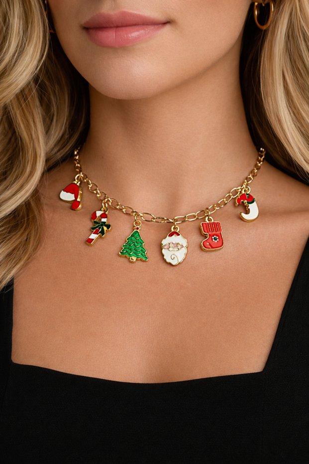 New Year's Necklace | Christmas Necklace | Chain Necklace | New Year's Charm Necklace | Christmas Pendant