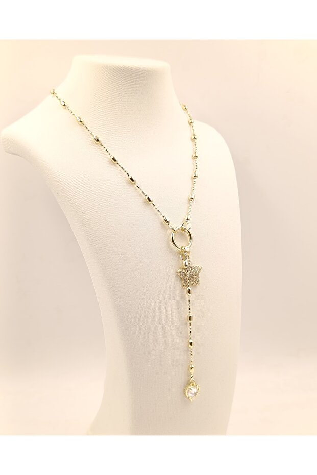 Yıldızlı Y kolye(çelik) - 2