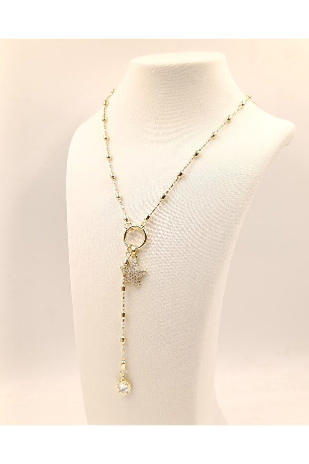 Yıldızlı Y kolye(çelik) - 3