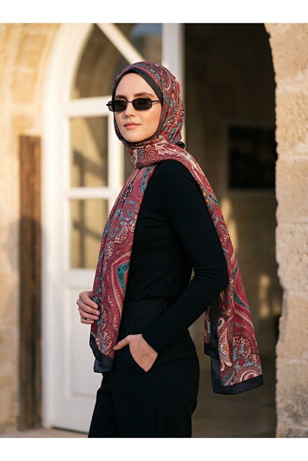 Ethnic Patterned Soft Shawl - Multicolored - V18 - - 1