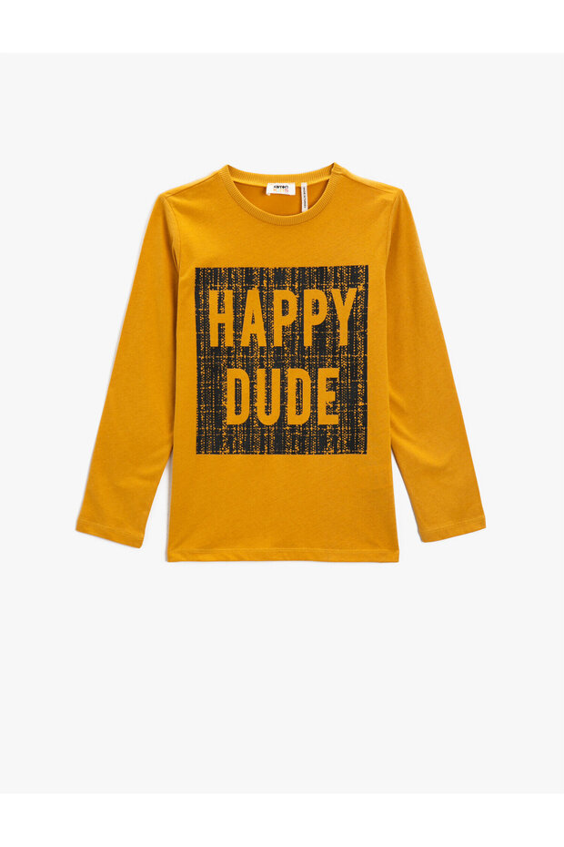 Cotton Happy Dude Printed Crew Neck Long Sleeve T-Shirt