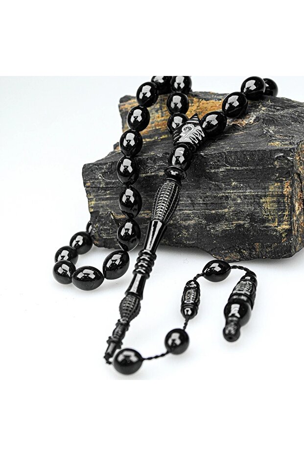 Oltu Stone Special Series İmame Barrel Carved Workmanship Rosary