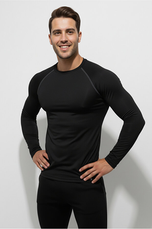Scorp Thermo-Fit Erkek Üst Termal İçlik Bisiklet Yaka Siyah