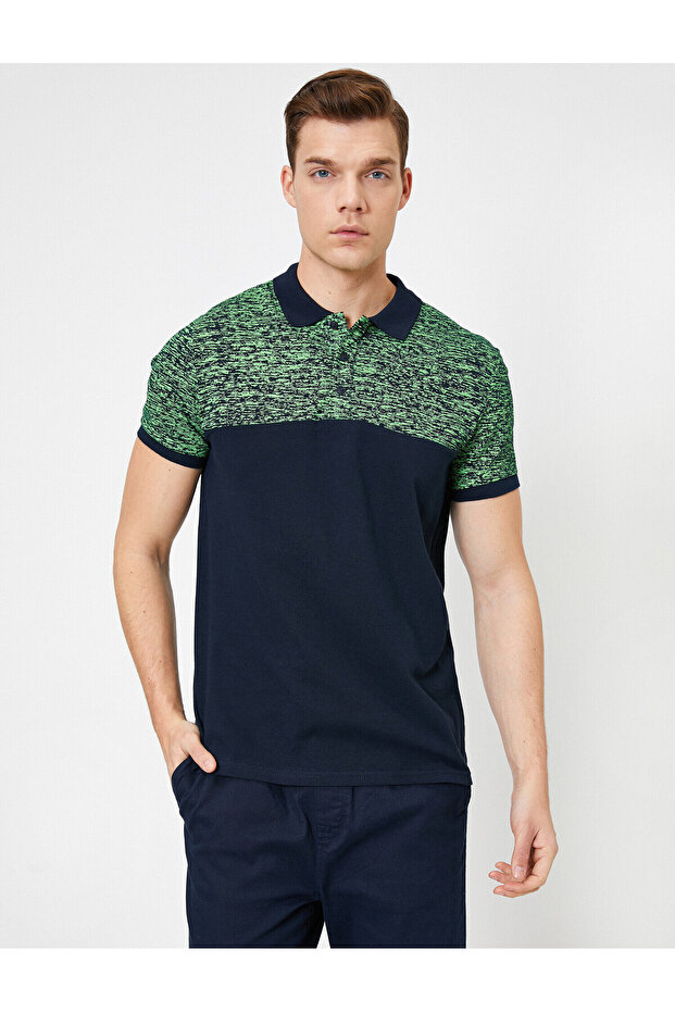 Men's Navy Blue Polo Neck T-Shirt