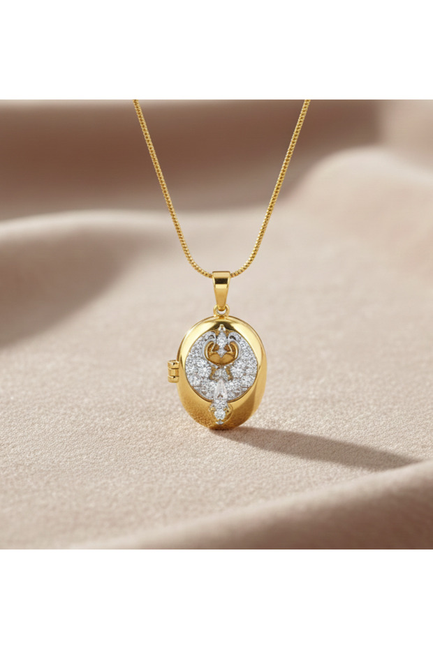 Women's Gold Color Steel Phoenix Figured Covered Model Necklace – Tarnish-Free Stainless Steel