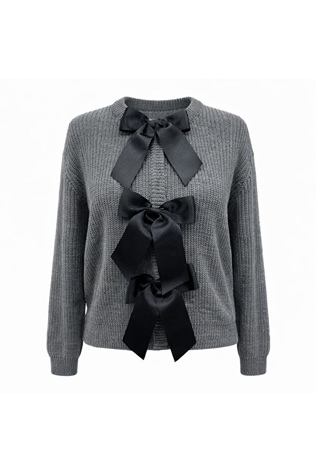 Thessaloniki Knitted Cardigan with Large Bow Detail