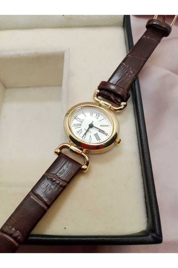 Vintage Model Koyu Kahve Renk KROKO Desenli Kadın Kol Saati bb0057 - 7