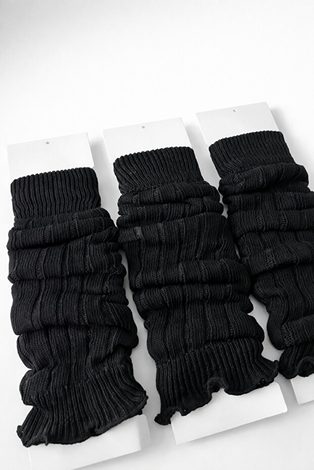 3 Pieces Casual Black Long Leg Warmers & Boot Socks