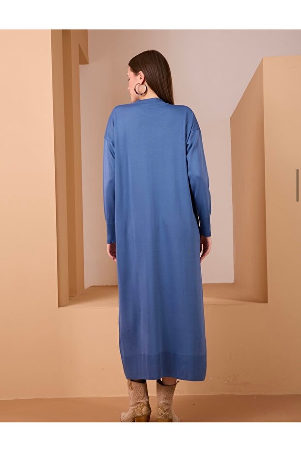 Leopar Desenli Triko Elbise - 4