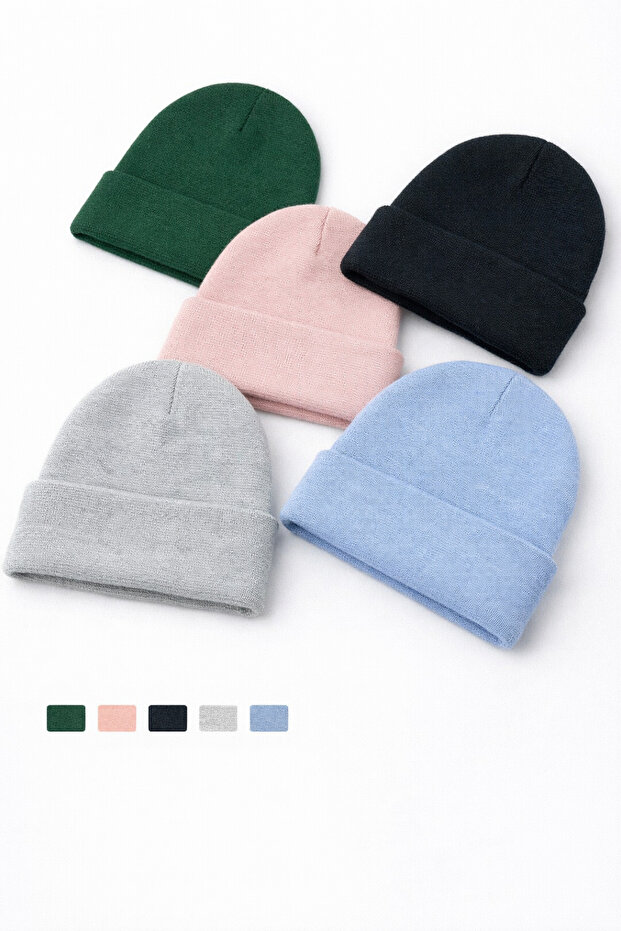 طقم قبعة شتوية محلية أساسية قابلة للطي للجنسين مكونة من 5 قطع - 1