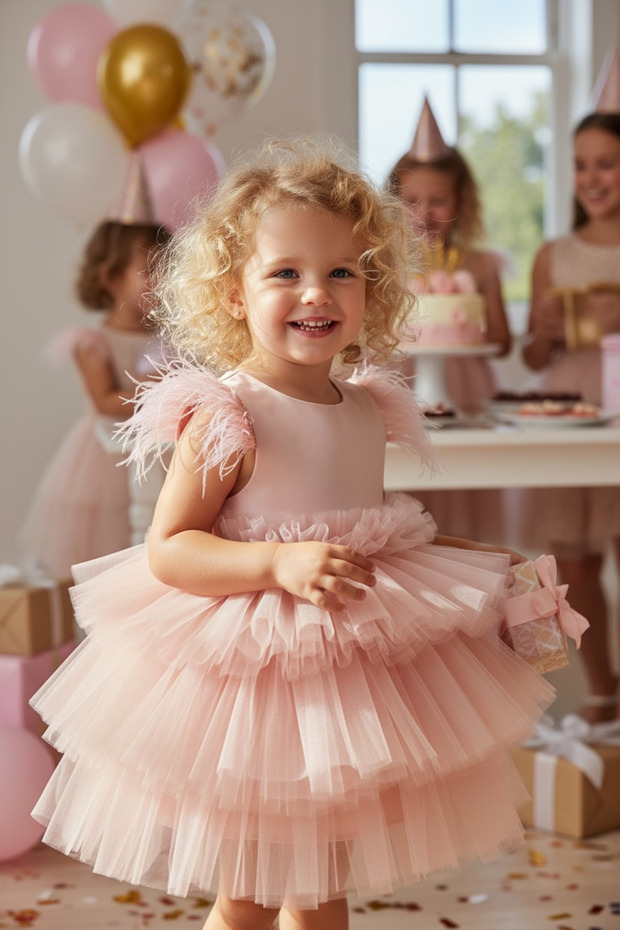 Powder Tutu Dress Girl's Evening Dress
