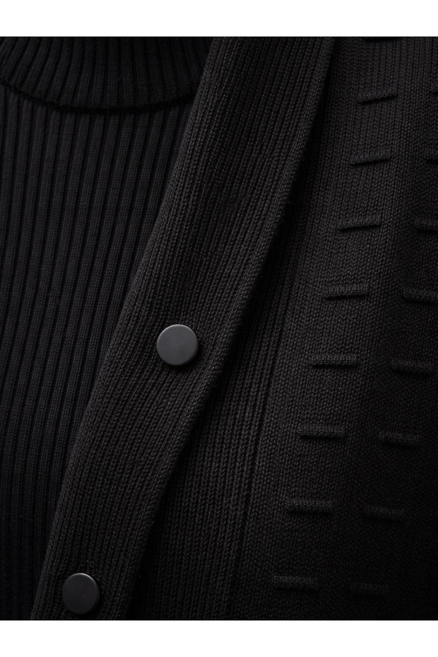 Şık Düğmeli Triko Genç Yeleği / Siyah - 5