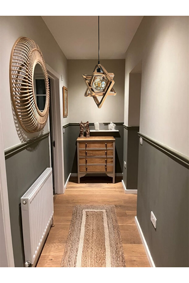 Retro Eskitme Siyah Tekli Ahşap Avize - 2