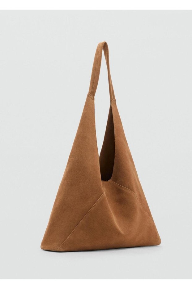 Luluya Genuine Nubuck Leather Hobo Shoulder Bag - Tan