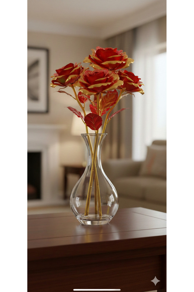 5Pcs Red Hologram Infinity Rose Special Day Concept Flower April 23Rd Flower