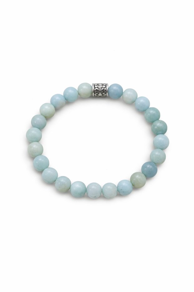 Aquamarine Natural Stone Bracelet (Stress-Confidence-Communication)