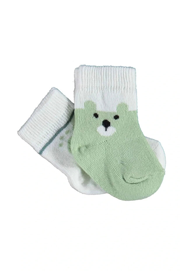 Biorganik Happy Bear 2-Piece Green Socks Set - 68413