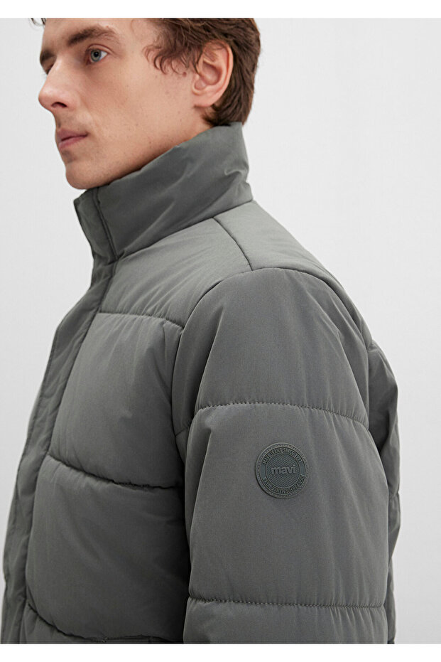 Mock Neck Khaki Puffer Jacket 0110470-71598 - 7