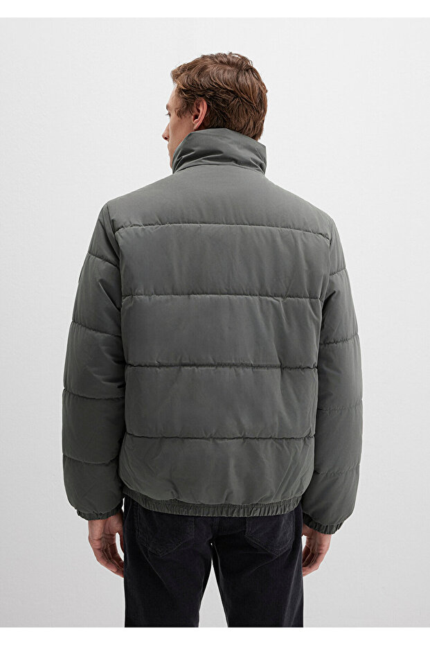 Mock Neck Khaki Puffer Jacket 0110470-71598 - 5