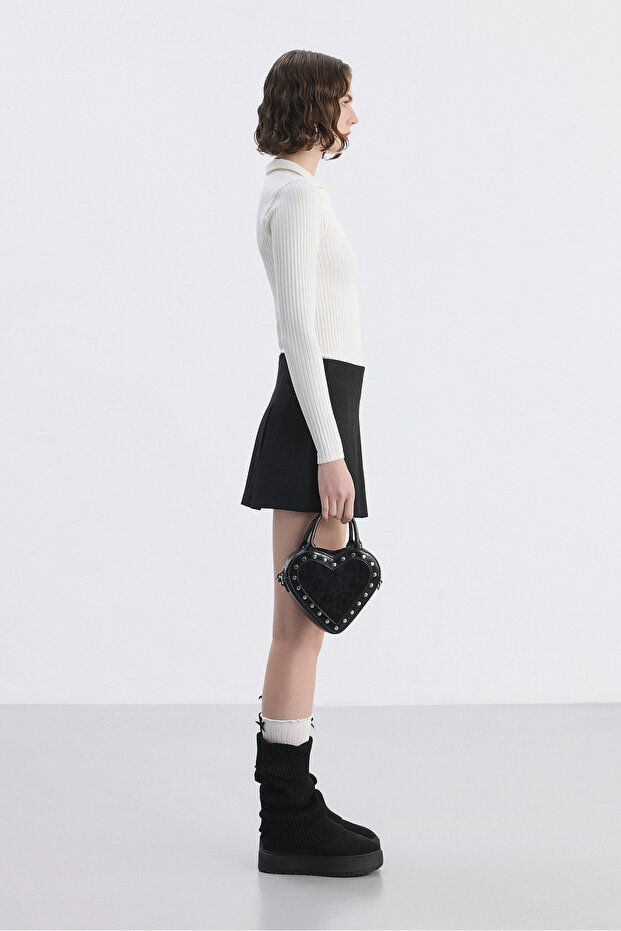 Siyah Pileli Şort Etek - 3