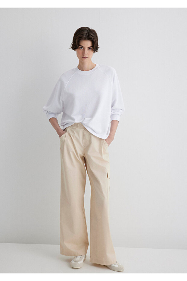 Bisiklet Yaka Beyaz Basic Sweatshirt 1S10161-620 - 3