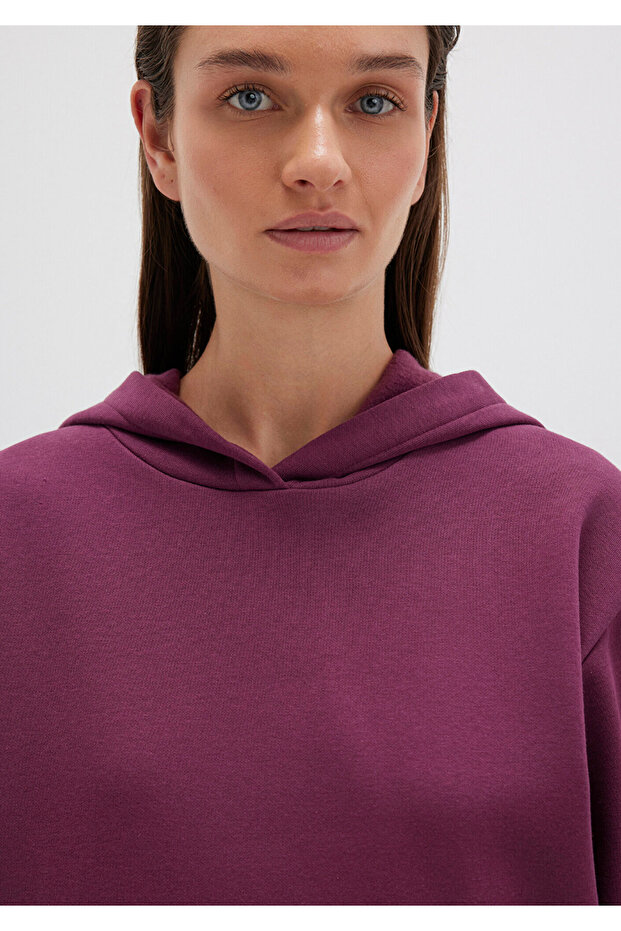 Kapüşonlu Mor Basic Sweatshirt 167299-70670 - 5