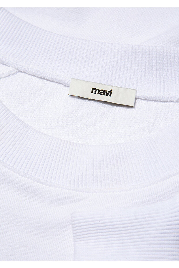 Bisiklet Yaka Beyaz Basic Sweatshirt 1S10161-620 - 7