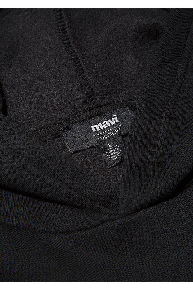 Kapüşonlu Siyah Basic Sweatshirt 0S10275-900 - 7