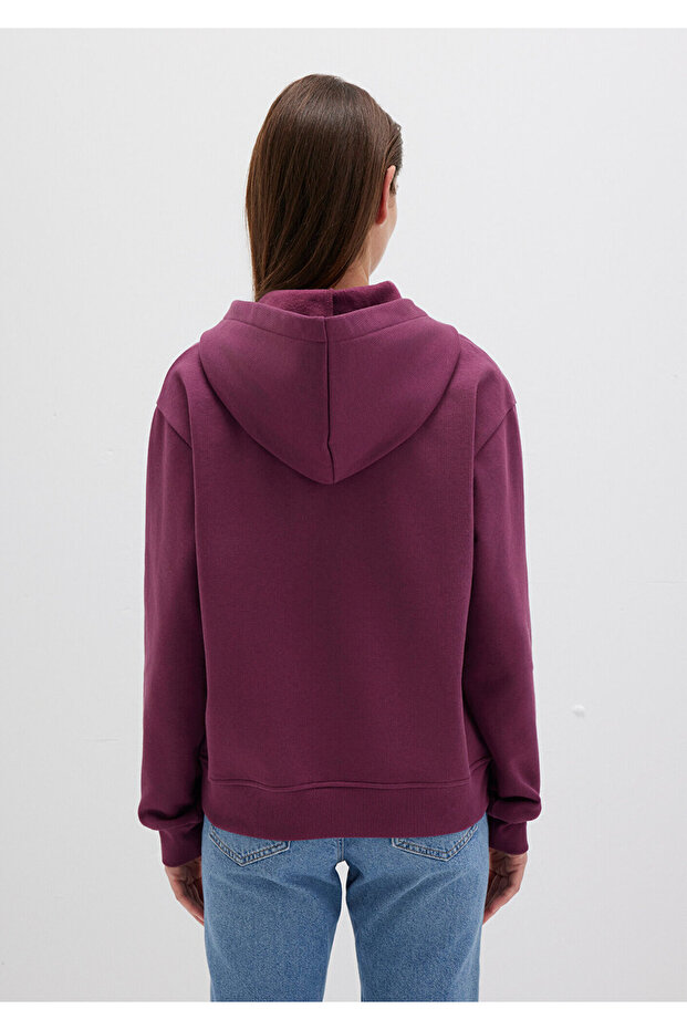 Kapüşonlu Mor Basic Sweatshirt 167299-70670 - 4