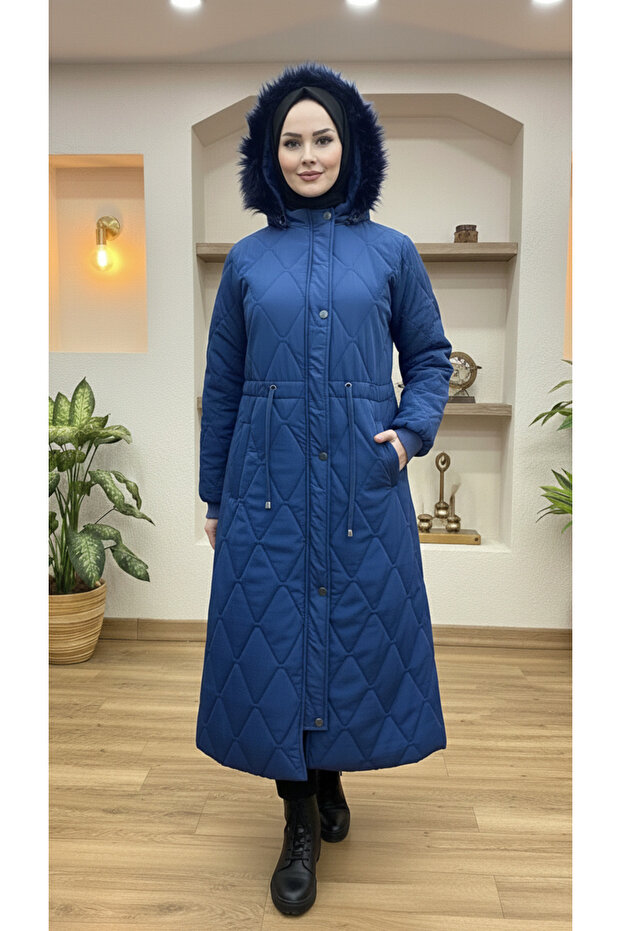 Waist-tied inflatable jacket 115cm crinkle fabric