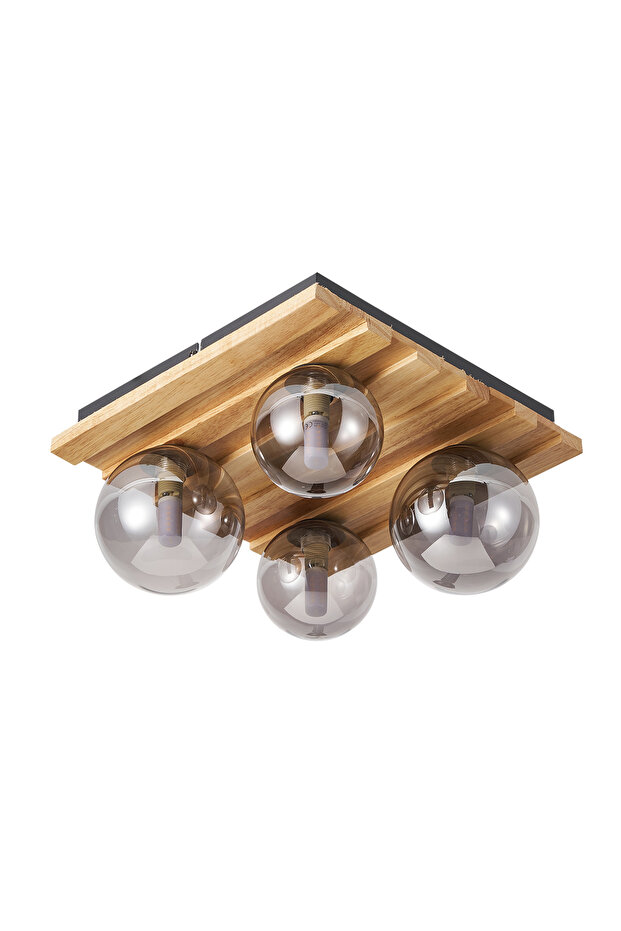 Meggy 4'Lü Ahşap Plafonyer Avize - 1