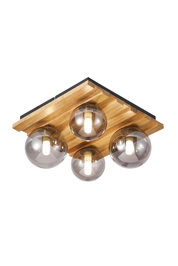 Meggy 4'Lü Ahşap Plafonyer Avize - 3