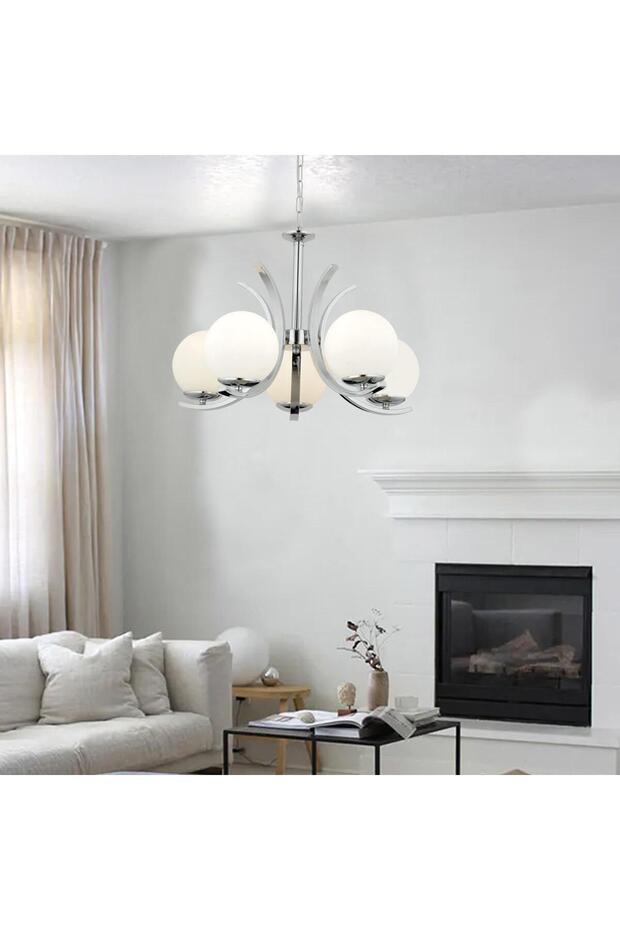 Plüton 5'Li Krom Modern Mutfak Salon Avize - 2