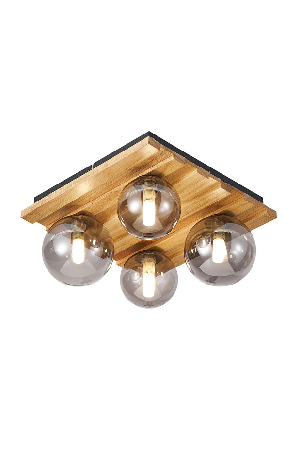 Meggy 4'Lü Ahşap Plafonyer Avize - 4