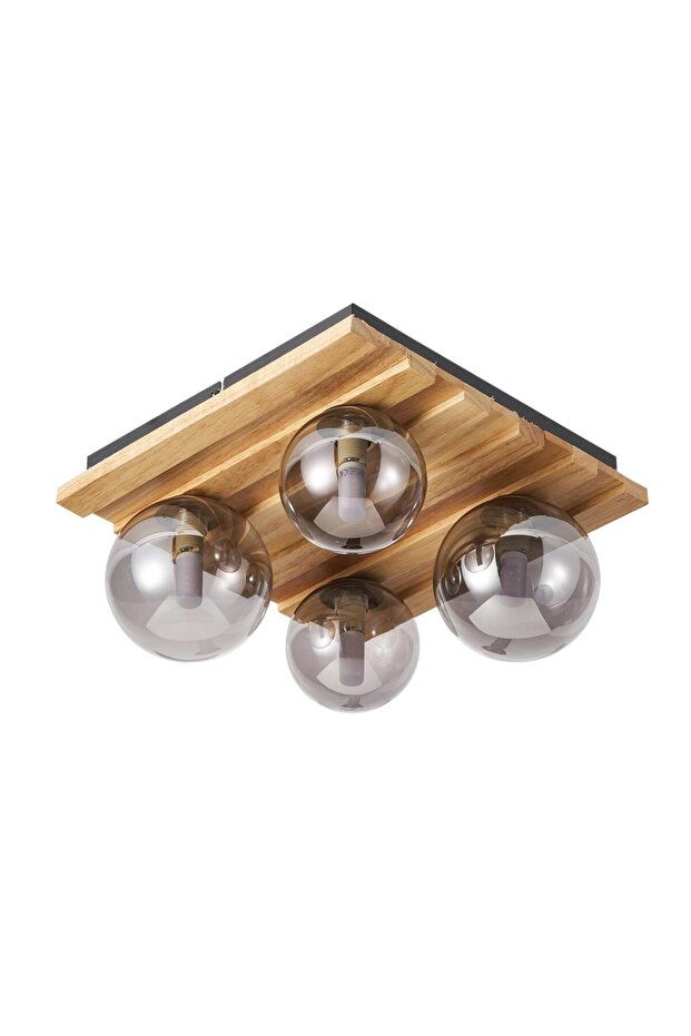 Meggy 4'Lü Ahşap Plafonyer Avize - 2