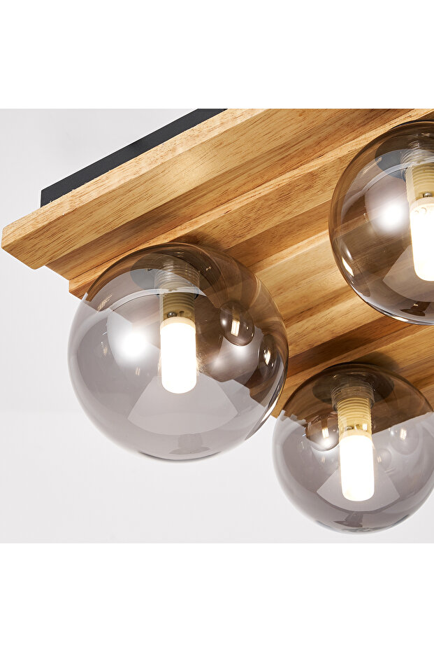 Meggy 4'Lü Ahşap Plafonyer Avize - 6