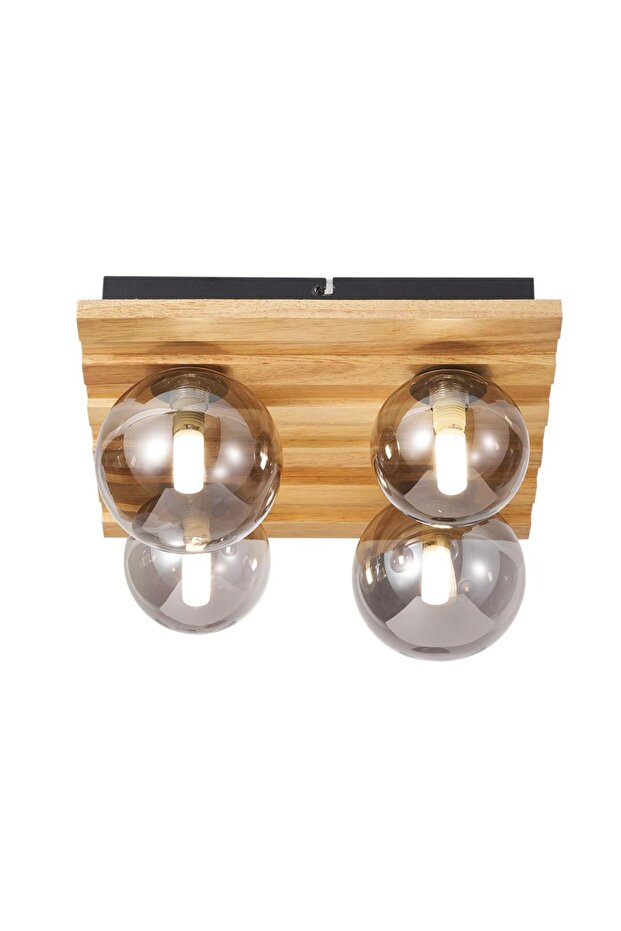 Meggy 4'Lü Ahşap Plafonyer Avize - 7