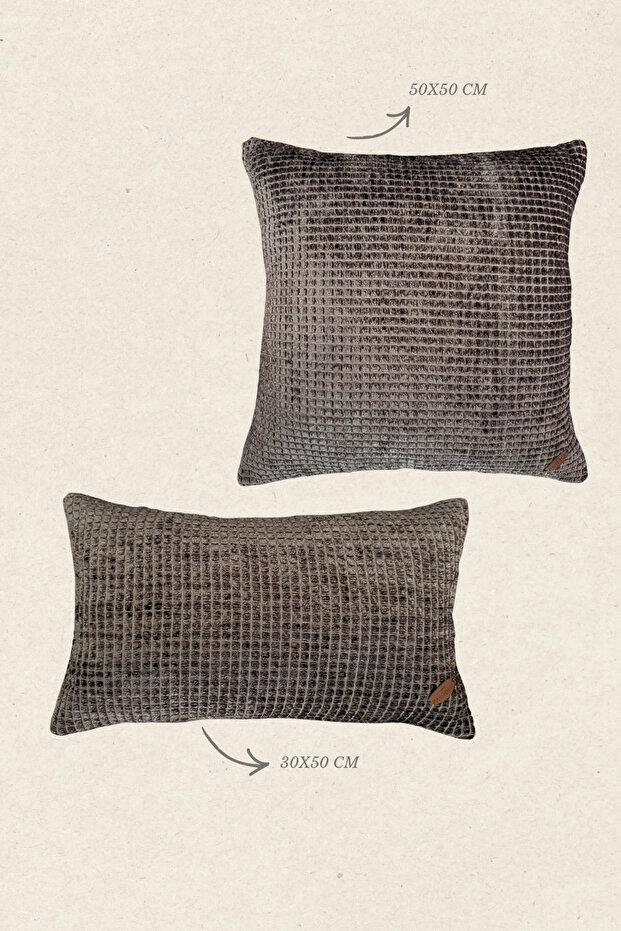 Brown Soft Textured Stuffed Throw Pillow -Lyra-